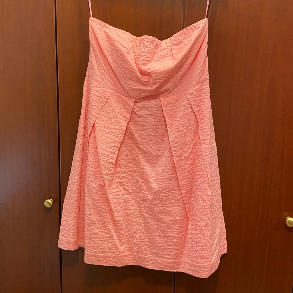 Pink strapless cotton j crew sundress